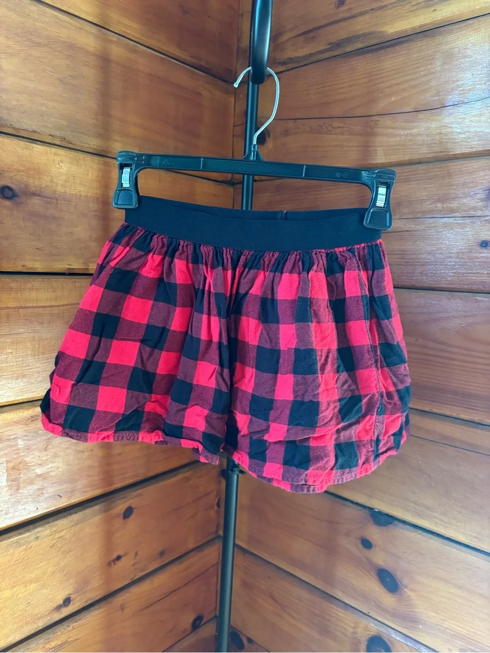 GAP Kids Girls Red/Black Plaid A-Line Short Pull-On Skirt S (6-7) Lined